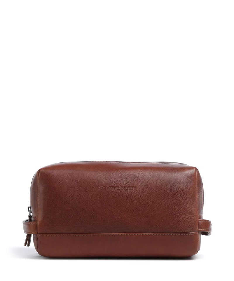 The Chesterfield Brand Wax Pull Up Cow Montelaro Kosmetiktasche cognac