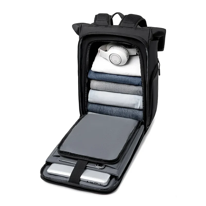 NEXUS: Erweiterbarer Laptop-Rucksack mit Rollverschluss