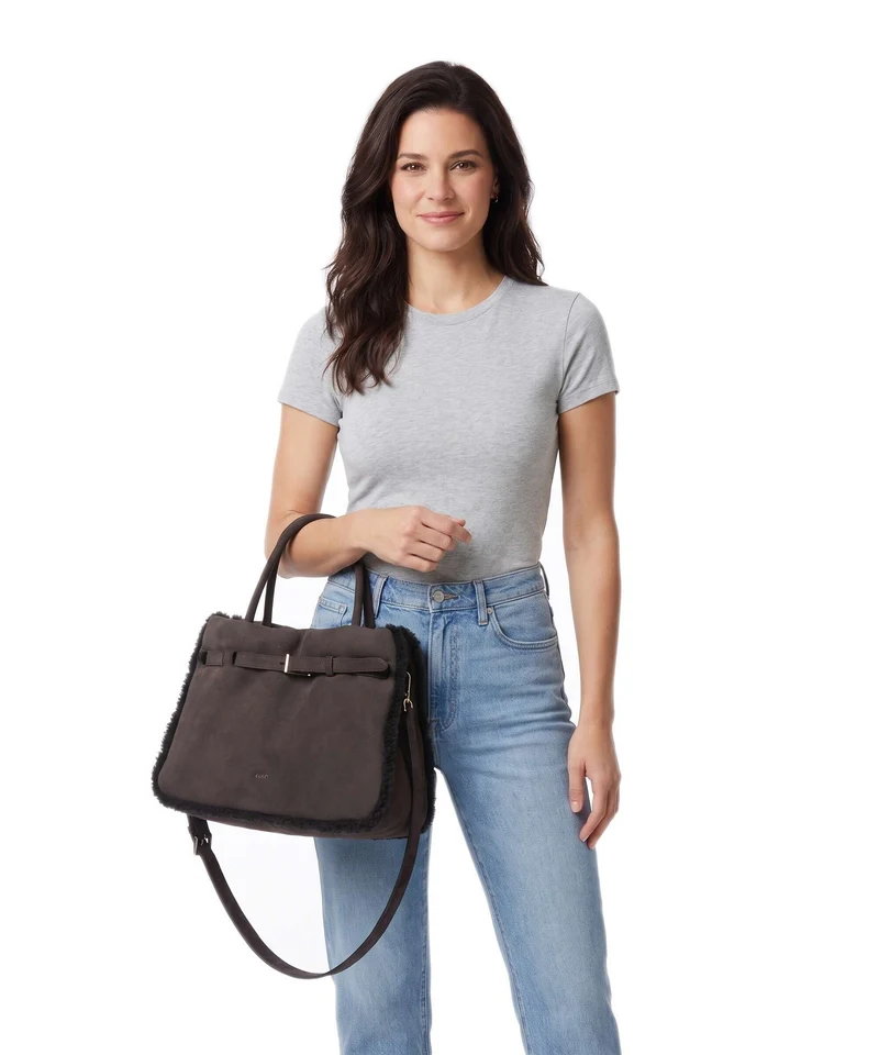 Abro Shearling Jill Handtasche dark brown