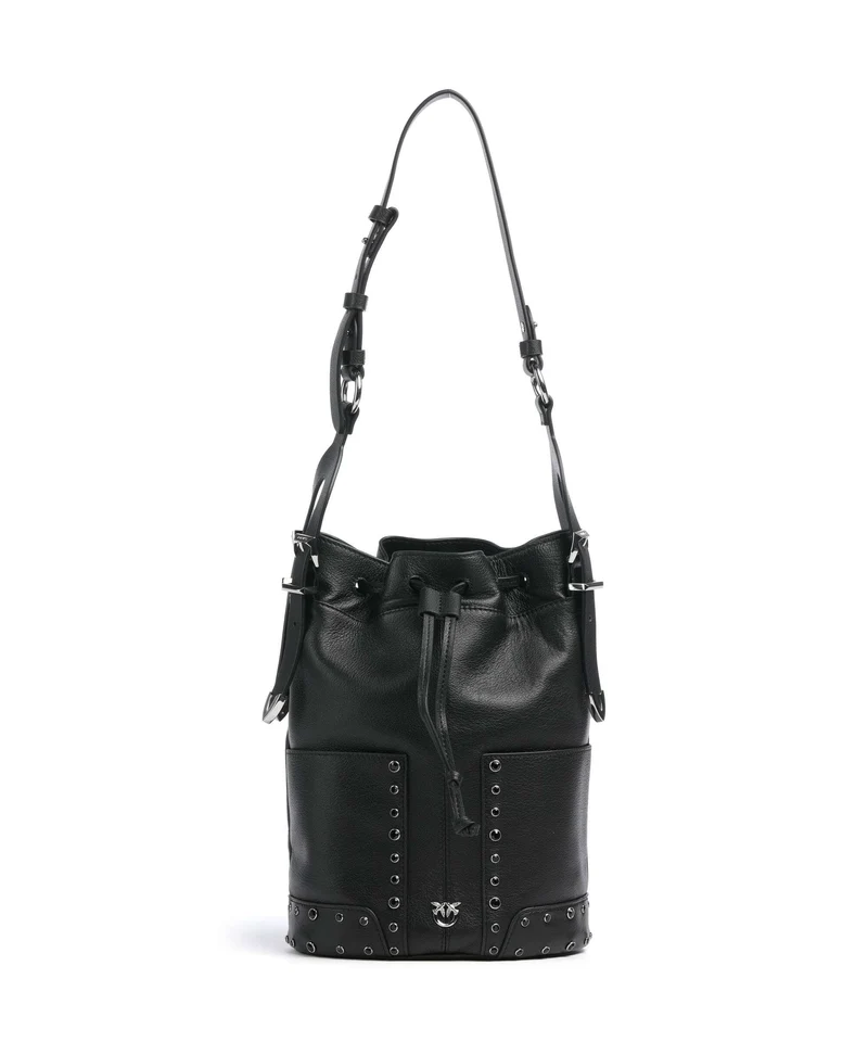Pinko Mini Bucket Handtasche nero/limousine/shiny nickel