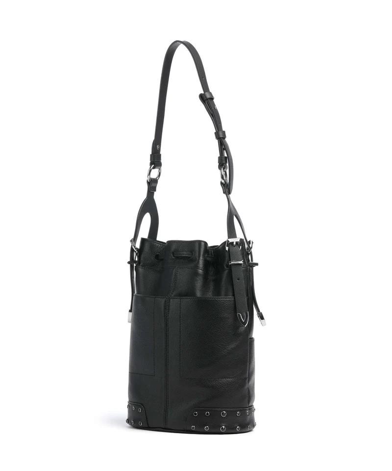 Pinko Mini Bucket Handtasche nero/limousine/shiny nickel