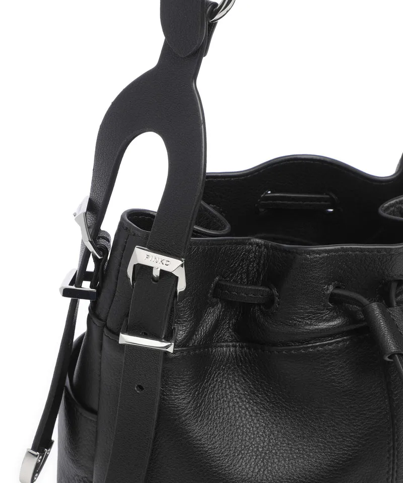 Pinko Mini Bucket Handtasche nero/limousine/shiny nickel