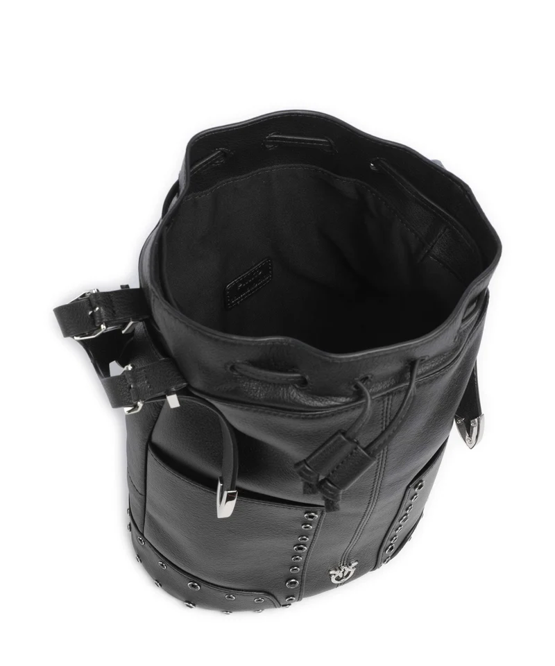 Pinko Mini Bucket Handtasche nero/limousine/shiny nickel