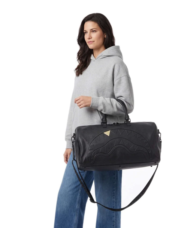 Sprayground Blacked Out Embossed Gold Tooth Weekender black