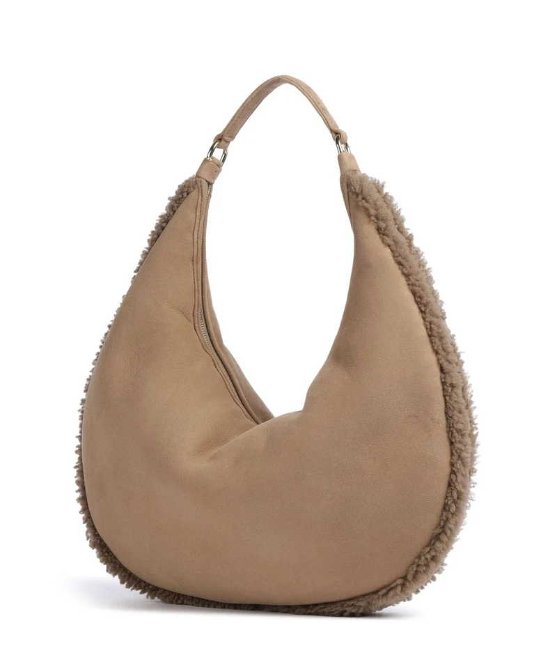 Abro Shearling Nana Big Beuteltasche cappuccino