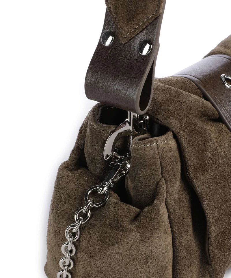 Vivienne Westwood Hazel Treasure Suede Schultertasche khaki
