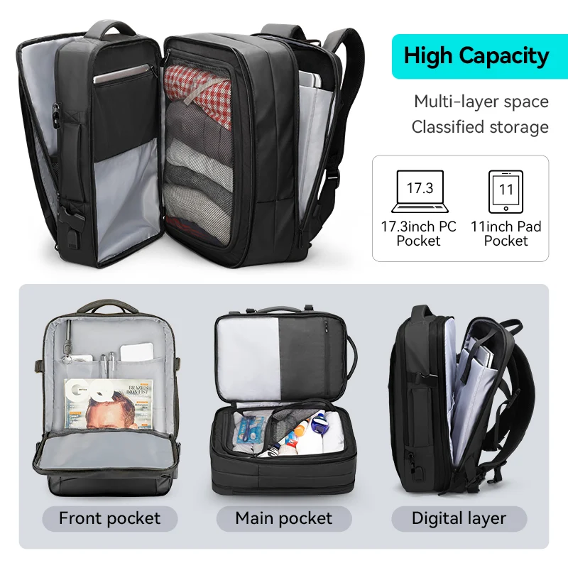 AVIATOR EXPANDABLE: Business-Rucksack mit großem Fassungsvermögen und USB-Anschluss