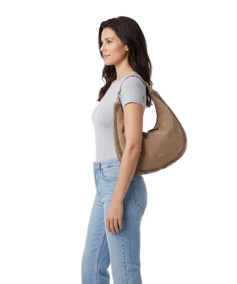 Abro Shearling Nana Small Beuteltasche cappuccino