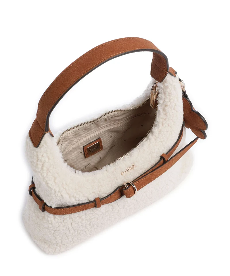 Guess Taylor Mini Schultertasche off white/cognac