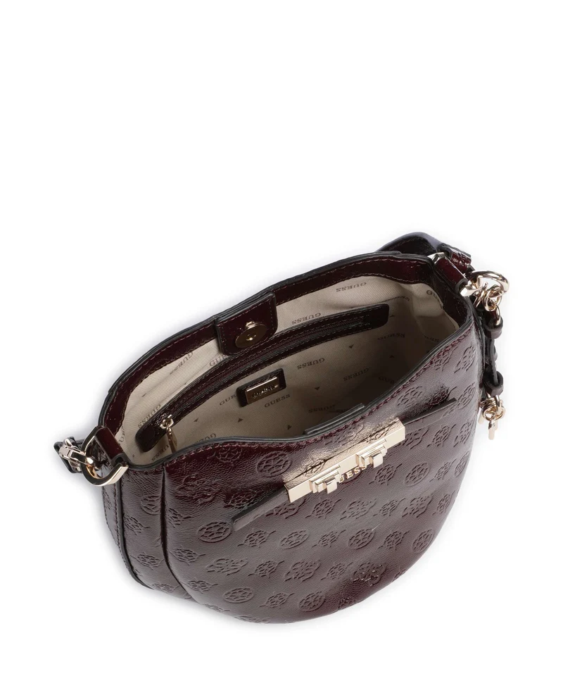 Guess Carmella Bucket Handtasche burgundy logo