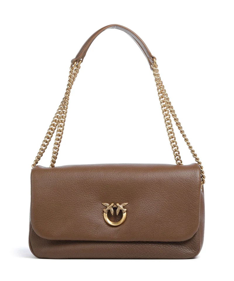 Pinko Click Soft Horizontal Chain Schultertasche marrone cognac/antique gold