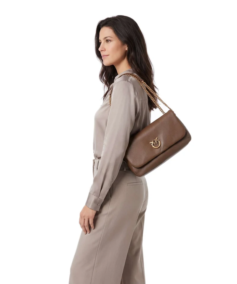 Pinko Click Soft Horizontal Chain Schultertasche marrone cognac/antique gold
