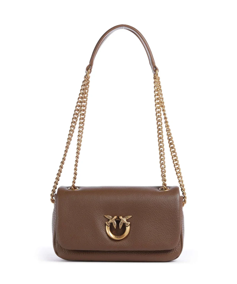 Pinko Click Soft Horizontal Chain Schultertasche marrone cognac/antique gold