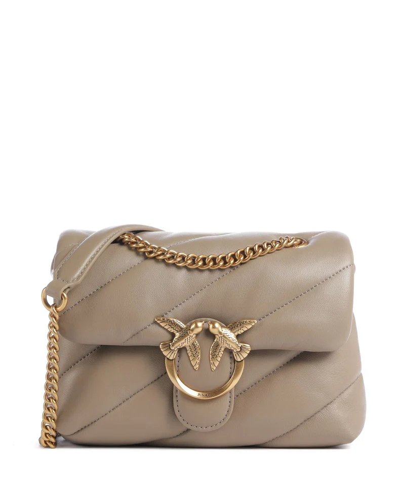 Pinko Love Puff Mini Schultertasche grigio talpa/antique gold