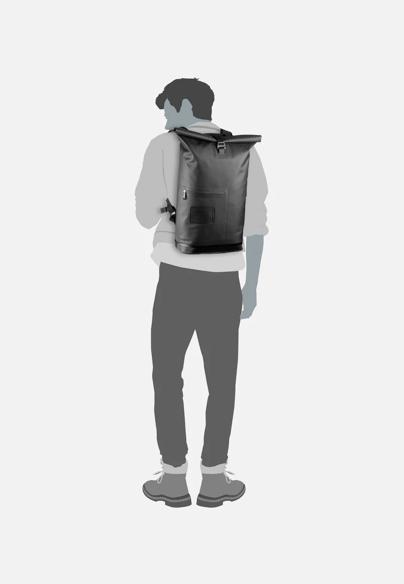 Daypack Metrosphere Black Embossed - Rolltop Rucksack