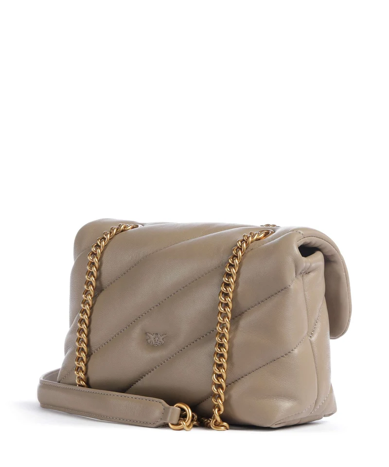 Pinko Love Puff Mini New Buckle Schultertasche grigio talpa/antique gold
