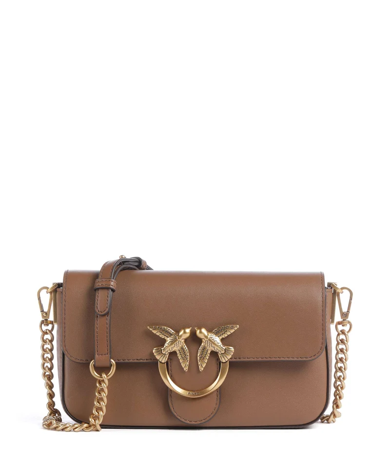 Pinko Love One Mini Slouchy Umhängetasche marrone cognac/antique gold