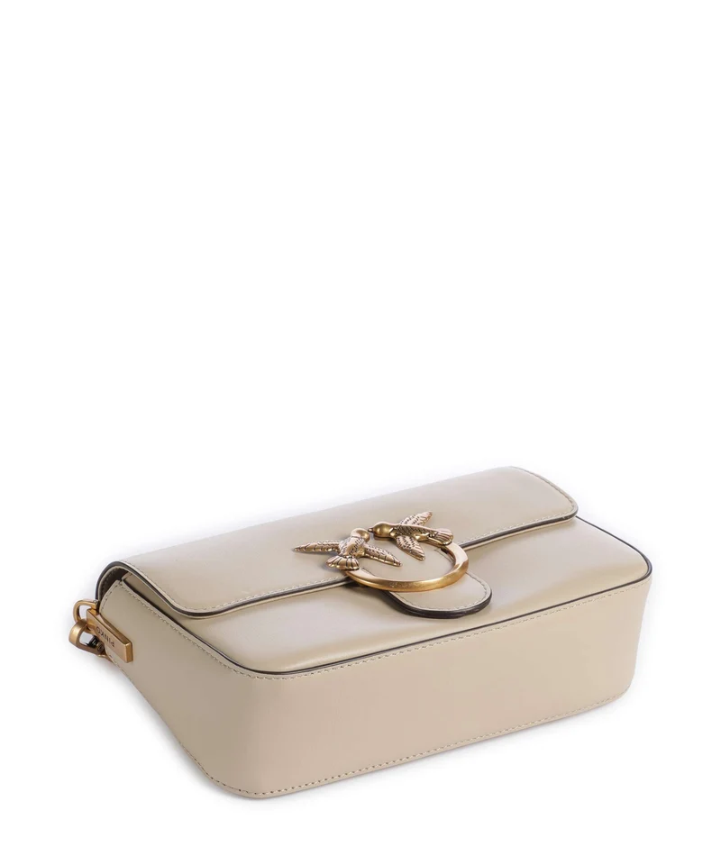 Pinko Love One Mini Slouchy Umhängetasche beige/grigio fumo/antique gold