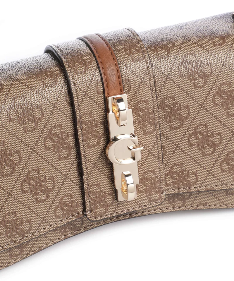 Guess Yvonne Logo Mini Handtasche latte logo