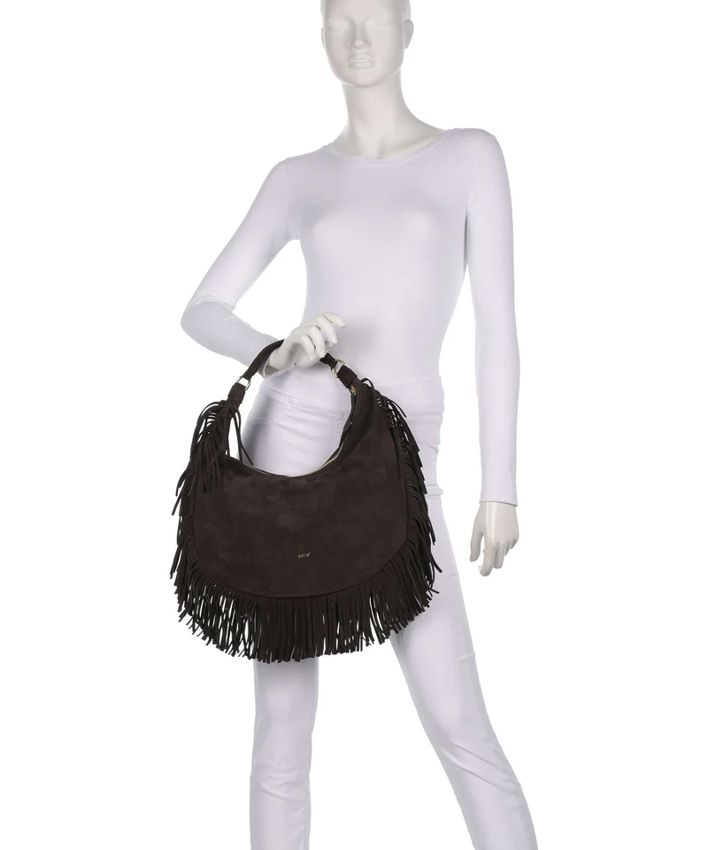 Abro Suede Nana Beuteltasche dark brown