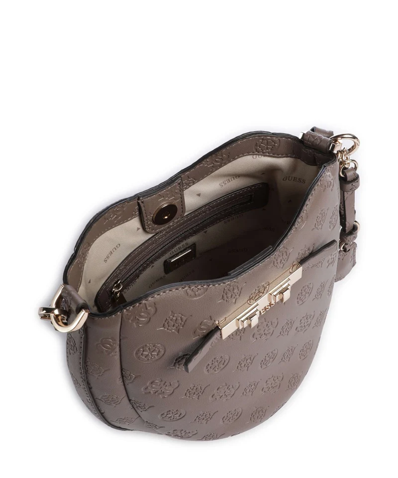 Guess Carmella Bucket Handtasche taupe logo