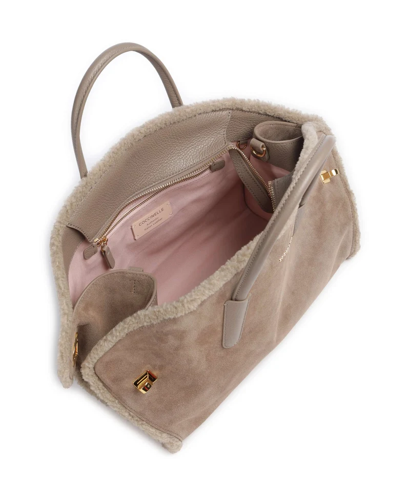 Coccinelle Tylde Suede Handtasche warm taupe