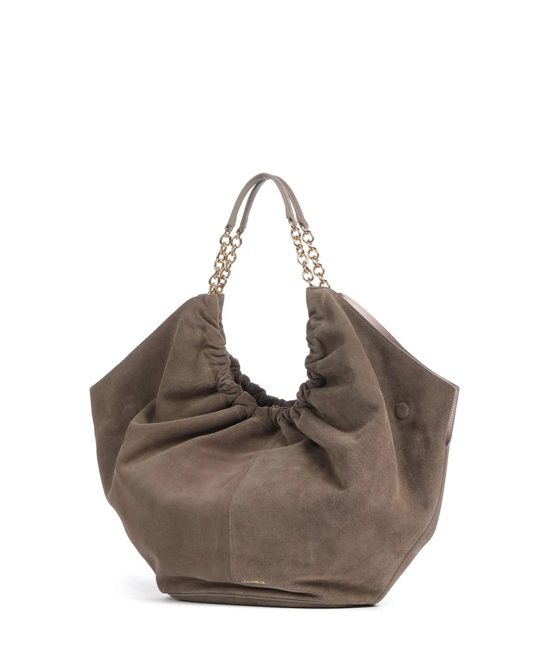 Coccinelle Smash Suede Beuteltasche warm taupe