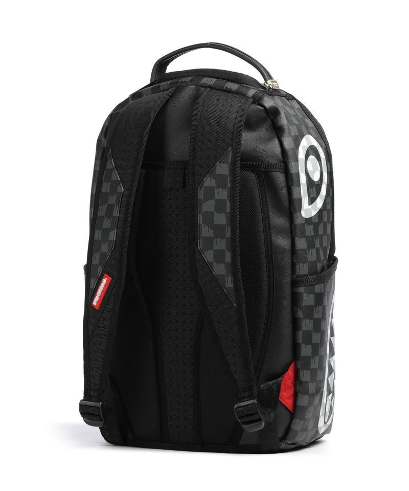 Sprayground Black And White Drip Check Shark Rucksack black