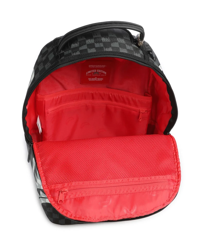 Sprayground Black And White Drip Check Shark Rucksack black