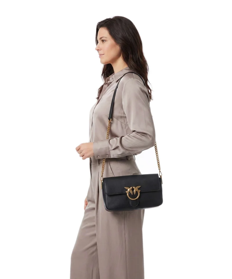 Pinko Love One Classic Slouchy Umhängetasche nero/antique gold