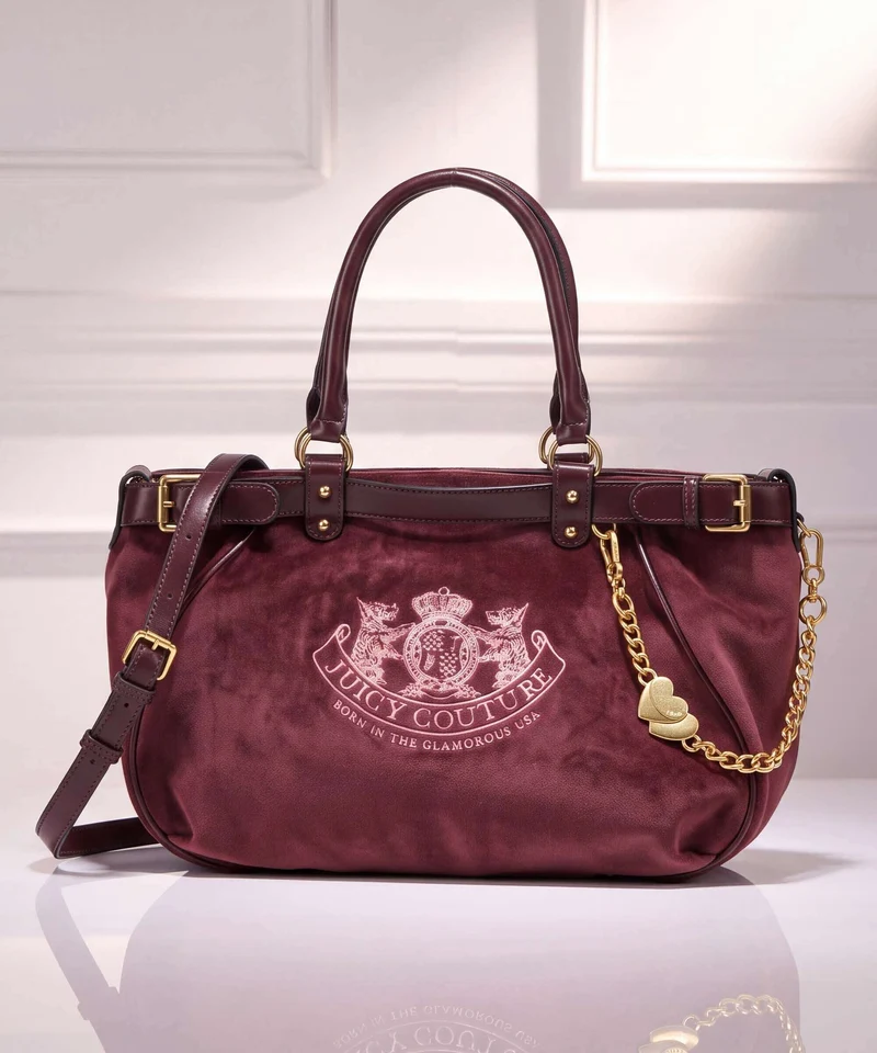 Juicy Couture Twig Narrative Velvet L Shopper winetasting