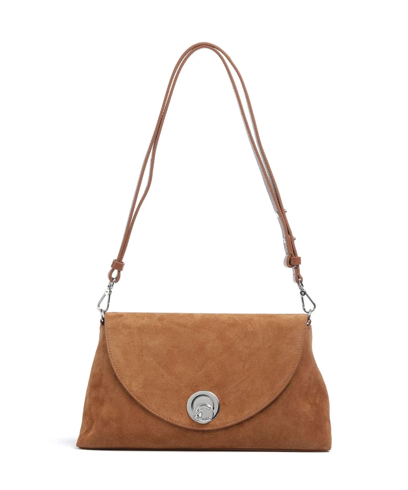 Coccinelle Nikla Suede Schultertasche cognac