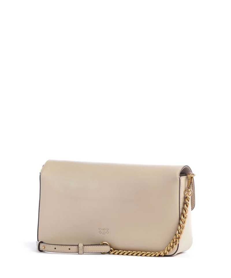 Pinko Love One Classic Slouchy Umhängetasche beige/grigio fumo/antique gold