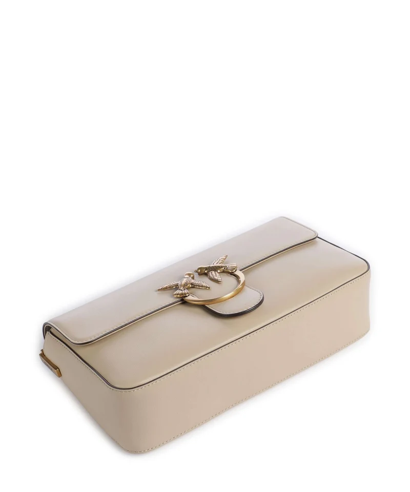 Pinko Love One Classic Slouchy Umhängetasche beige/grigio fumo/antique gold