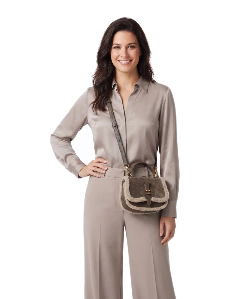 Coccinelle Mavery Suede Umhängetasche fango/warm taupe