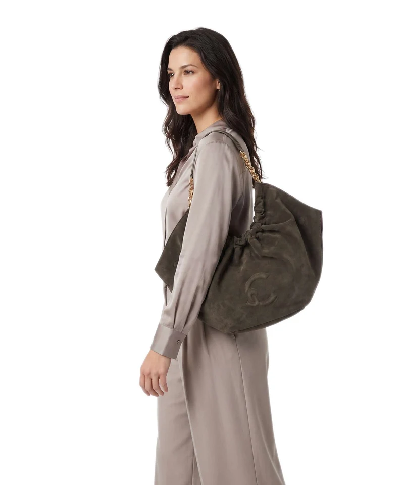 Coccinelle Smash Suede Beuteltasche fango