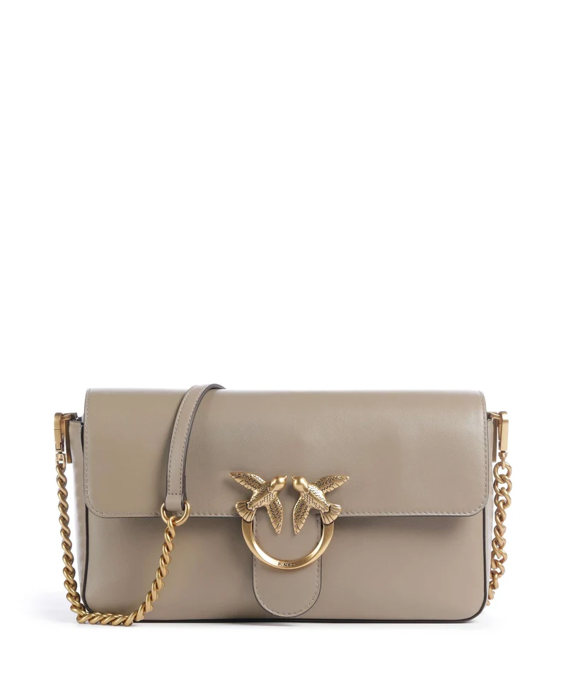 Pinko Love One Classic Slouchy Umhängetasche grigio talpa/antique gold