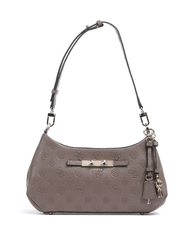 Guess Carmella Schultertasche taupe logo