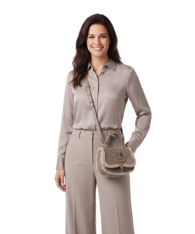 Coccinelle Mavery Suede Umhängetasche warm taupe