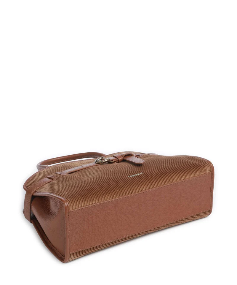 Coccinelle Sabine Corduroy Handtasche cognac