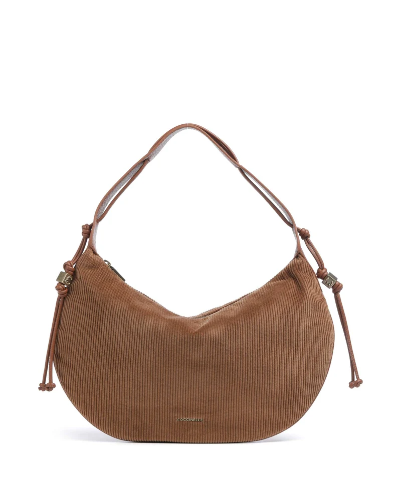 Coccinelle Thess Corduroy Beuteltasche cognac