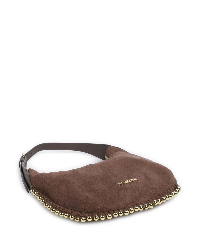 Love Moschino Gold Bead Beuteltasche cioccolato