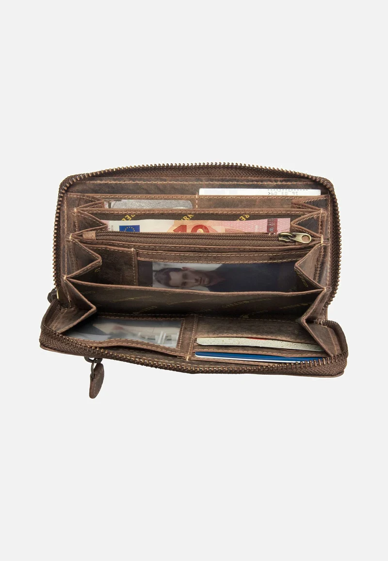 Vintage RV-Damenbörse Sattelbraun - Portemonnaie
