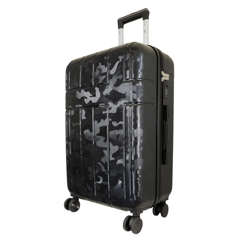 Urban Camouflage ABS-Hartschalen-Reisekoffer Adventure Line in DarkGreen DarkRed ShinyBlack