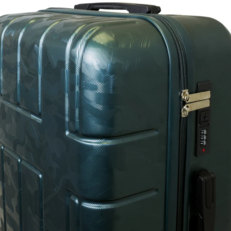 Urban Camouflage ABS-Hartschalen-Kofferset 3tlg Adventure Line in DarkGreen DarkRed ShinyBlack