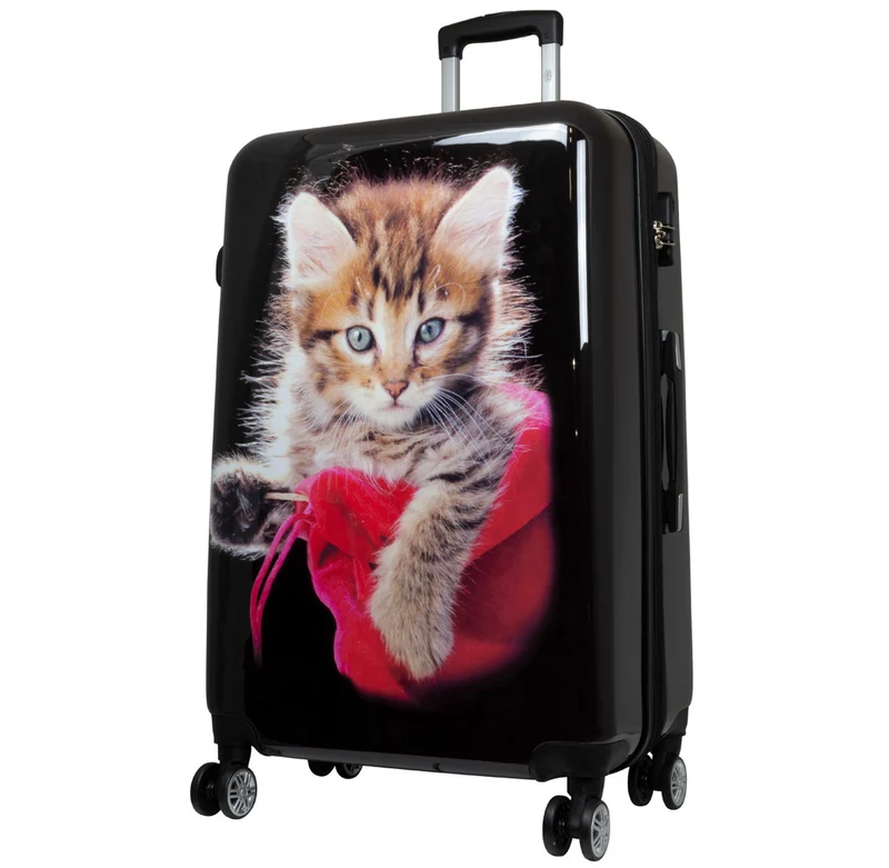 Motivkoffer Design Katzen-Baby mit Wollknäuel – Reisekoffer mit Motiv – Hartschale ABS/Polycarbonat – S M L – leicht & robust
