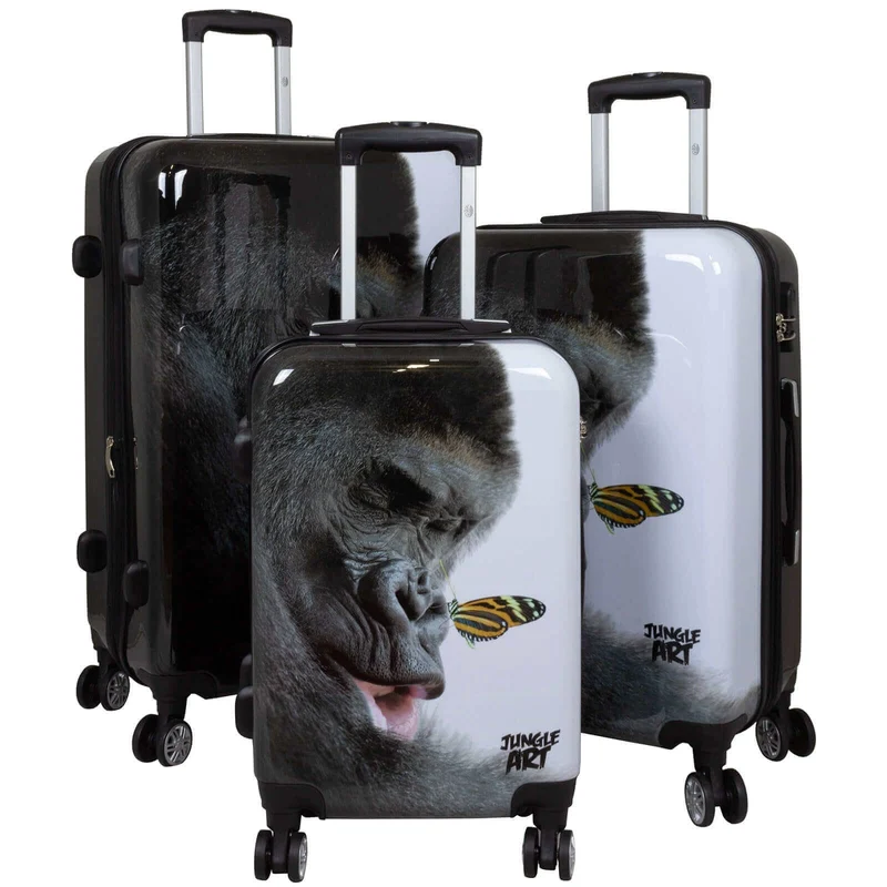 Motivkoffer Design Gorilla mit Schmetterling – Reisekoffer mit Motiv – Hartschale ABS/Polycarbonat – S M L – leicht & robust
