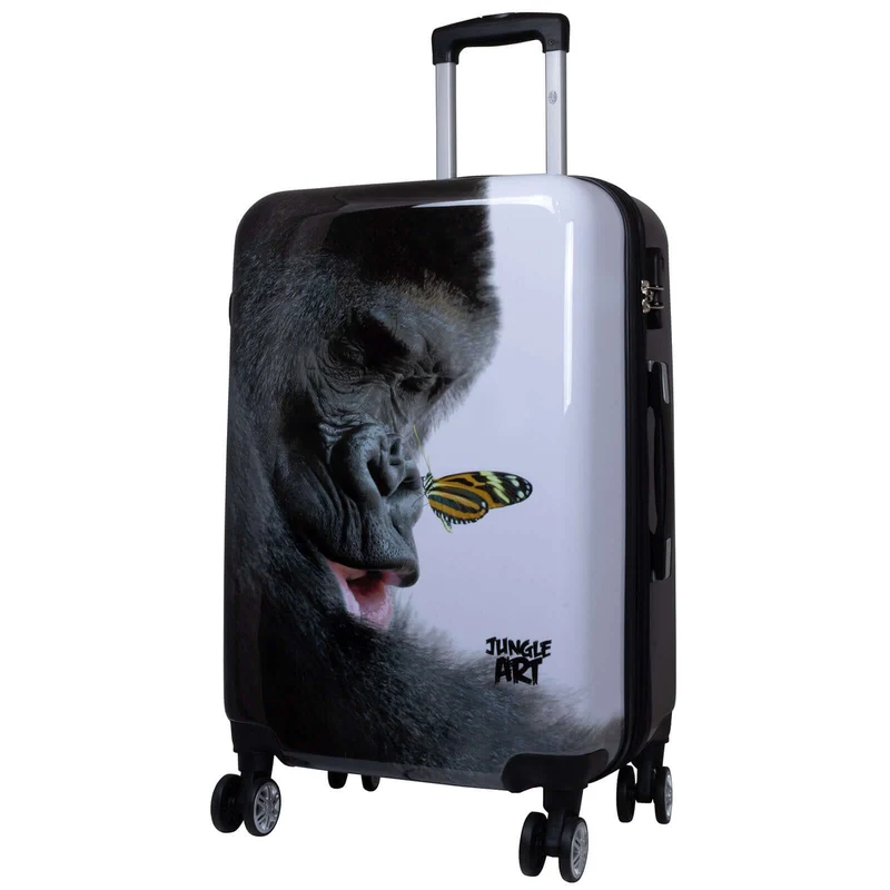 Motivkoffer Design Gorilla mit Schmetterling – Reisekoffer mit Motiv – Hartschale ABS/Polycarbonat – S M L – leicht & robust