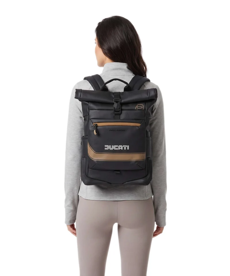 Piquadro Ducati C2OWD Rolltop Rucksack black/gold