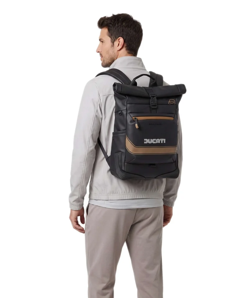 Piquadro Ducati C2OWD Rolltop Rucksack black/gold
